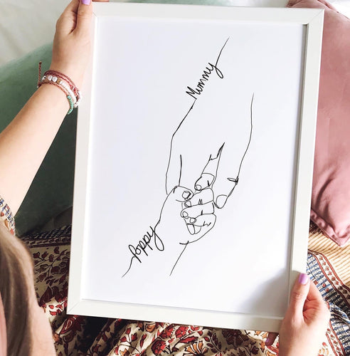 Adult and Child Personalised Line Drawing Print