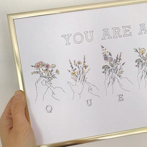 You Are A Queen Sign Print with 23.75 Carat Gold Leaf