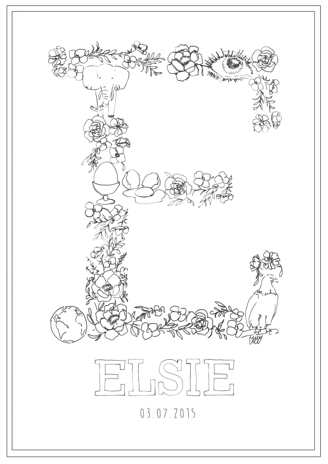 Line Drawing 'E'  Print