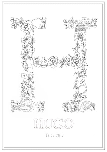 Line Drawing 'H' Print