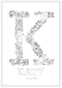 Line Drawing 'K' Print