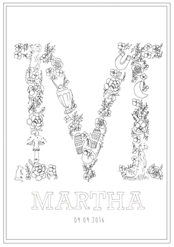 Line Drawing 'M' Print