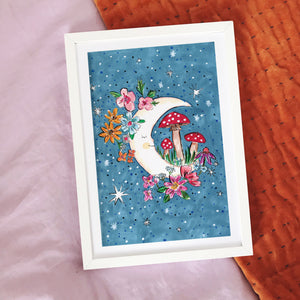 Twilight Moon and Mushroom Print Available with or without personalisation