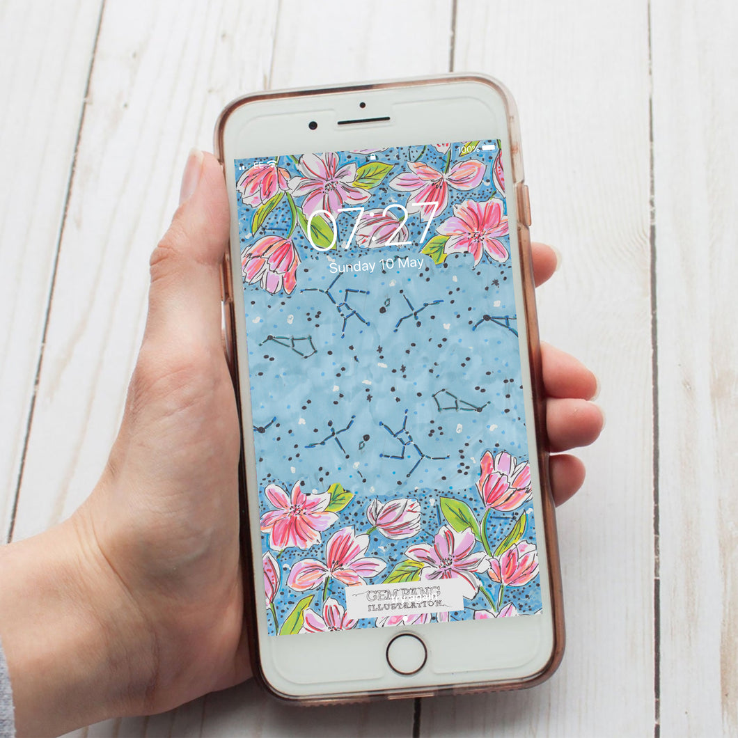 Floral Constellations Phone Wallpaper Download
